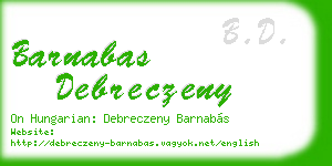 barnabas debreczeny business card